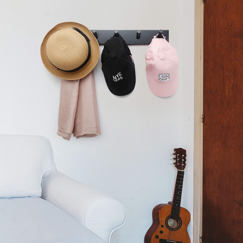 WEBI Coat Rack Wall Mounted,16" Hole to Hole,Coat Hanger Wall Mount with 5 Coat Hooks for Hanging,Hook Rack Peg Rail for Hats,Jacket,Clothes,Towels,Black - Image 5